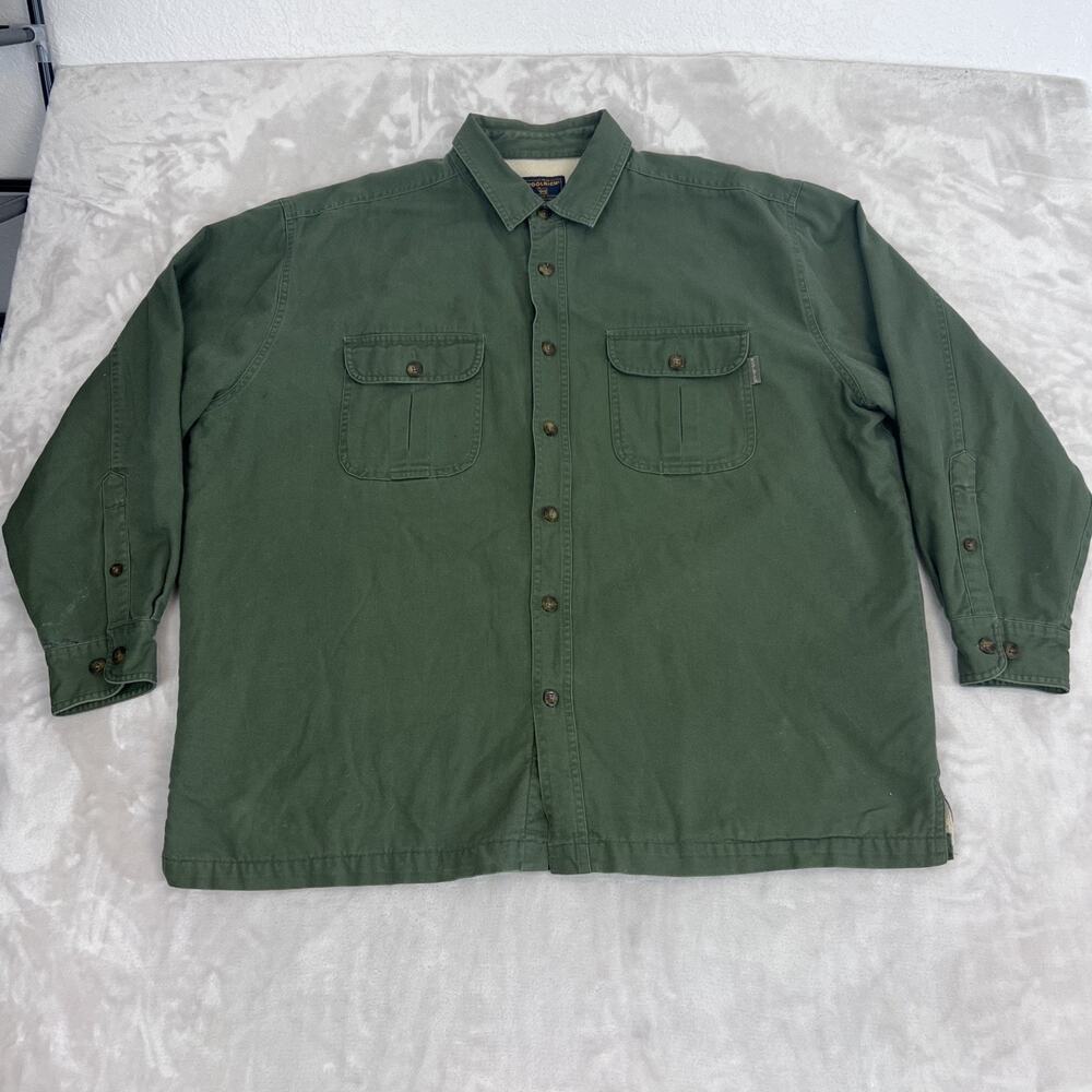 VTG Woolrich Shacket Mens XL Green Fleece Lined Button Up Jacket Workwear Grunge